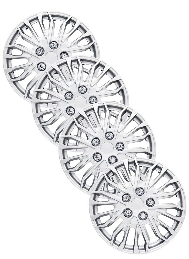 EMTC Pack of 4 EM-3141 Taiwan Wheel Cover | 17" Inch | Silver Universal Nested Style  - Image 1