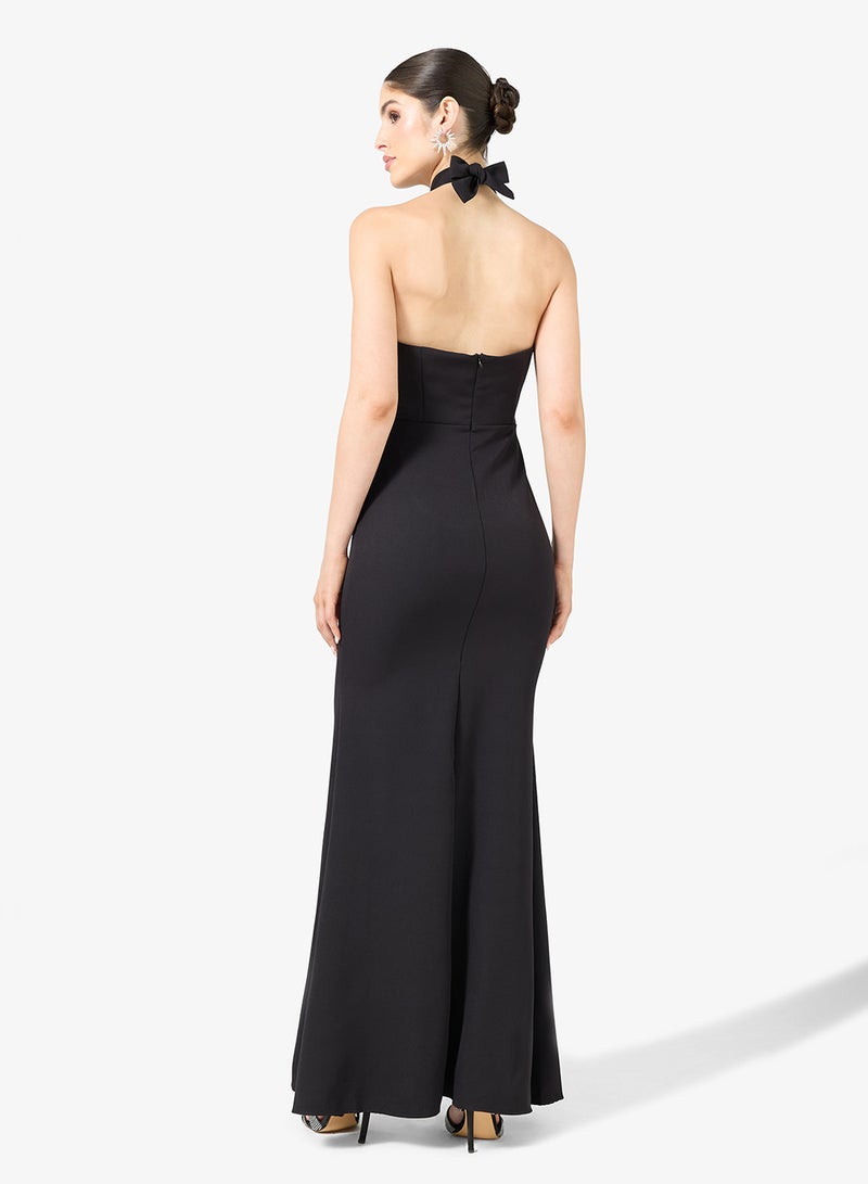 Ella Limited Edition Halter Embellished Dress With Slit - Image 2
