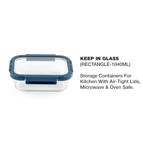 DUBBLIN Keep In Glass Borosilicate Glass Container 1040ml - Rectangular, Clear | Oven, Freezer & Microwave Safe Storage Solution (1 Piece) - Image 2