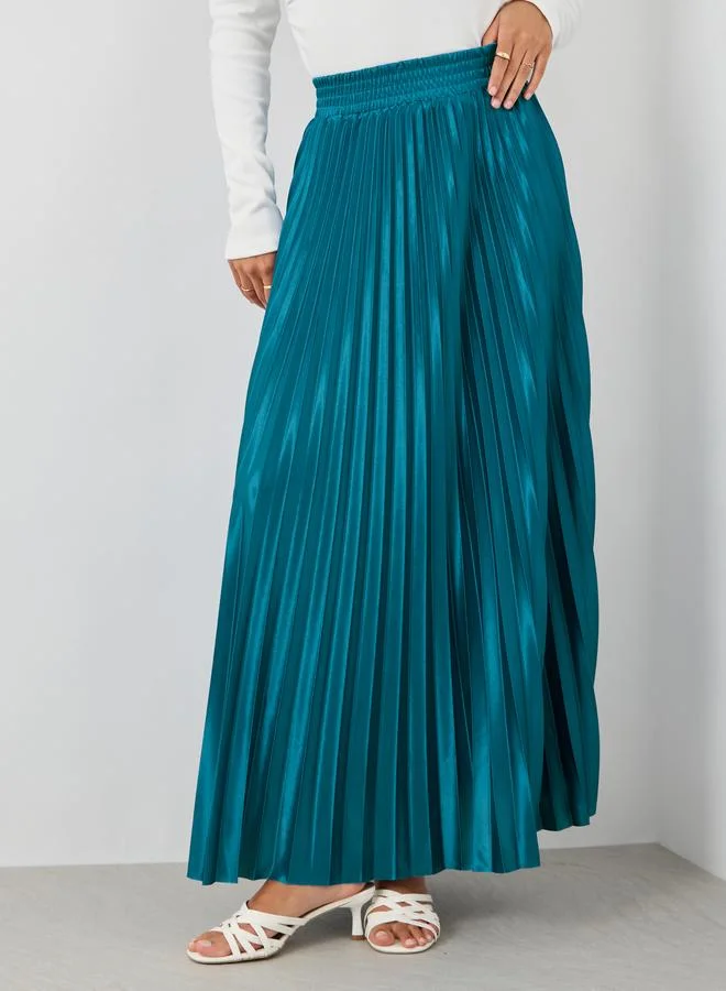 ستايلي Styli Pleated Elasticated Waistband A-Line Maxi Skirt