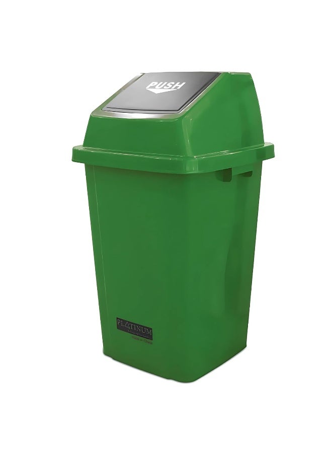 AKC Square Plastic Push-Lid Waste Bin – 25L-40L-60L-100L – Durable, Color-Coded Trash Can for Office, Commercial, Home – Space-Saving Design – Blue, Red, Green, Yellow, Grey (Green, 100 Liters) 