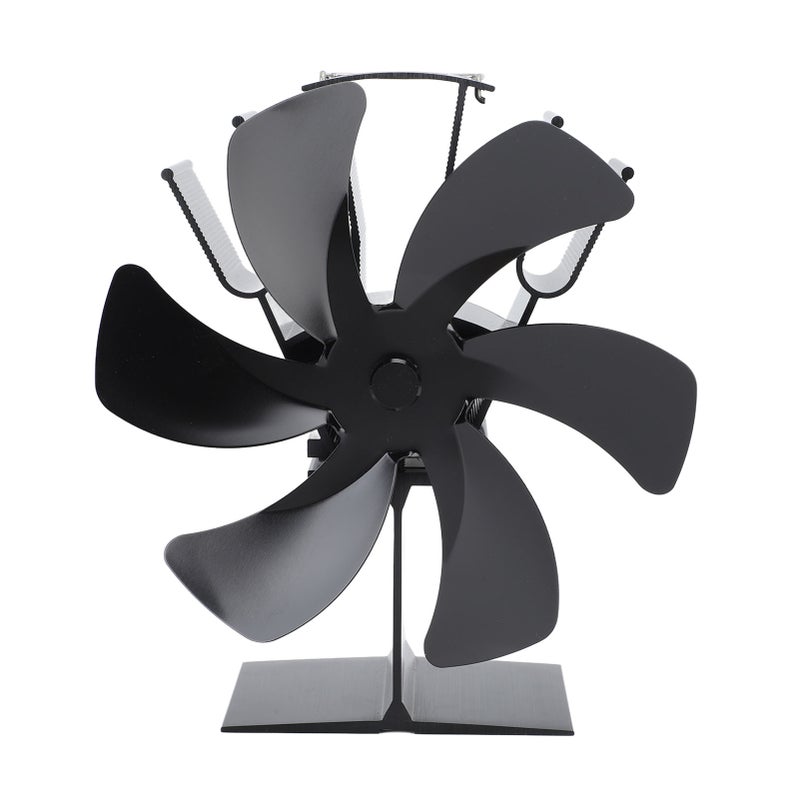 Vertical Stove Fan 6 Blades Thermal Fan Heat Powered Fast Warm Circulation Handle Design Stove Top Fan for Fireplace Black - Image 2