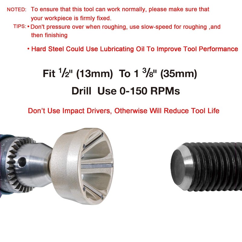 ORX PLUS TOOLS ORXPLUS Tools Deburring External Chamfer Tool, Tungsten Blade, Deburring Drill Bit, Remove Burr Tools Fits for 1/2"-1 3/8"(13mm-35mm) - Image 2