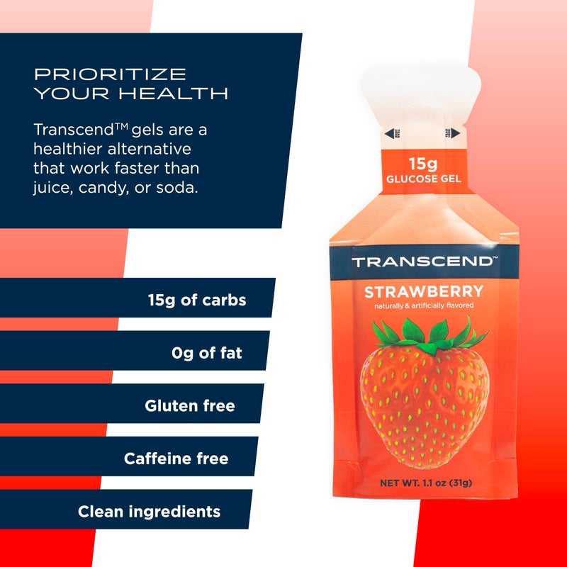 Transcend جيل الفراولة من ترانسند فودز (1.1 أونصة، عبوة من 10) - جيل كربوهيدرات سريع المفعول بنكهة الفراولة - خالي من الكافيين، خالي من الجلوتين - Image 4