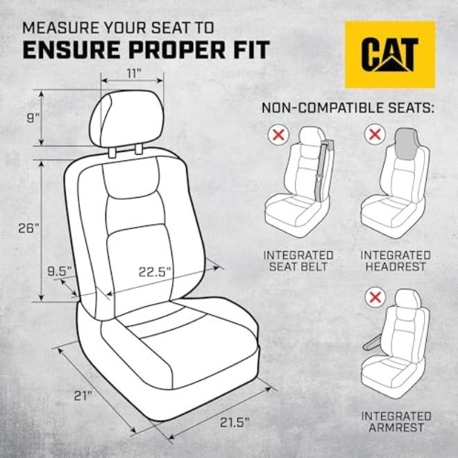 Caterpillar MeshFlex Automotive Seat Covers for Cars Trucks and SUVs (Set of 2) – Beige Car Seat Covers for Front Seats, Truck Seat Protectors with Comfortable Mesh Back, Auto Interior  Covers - Image 4