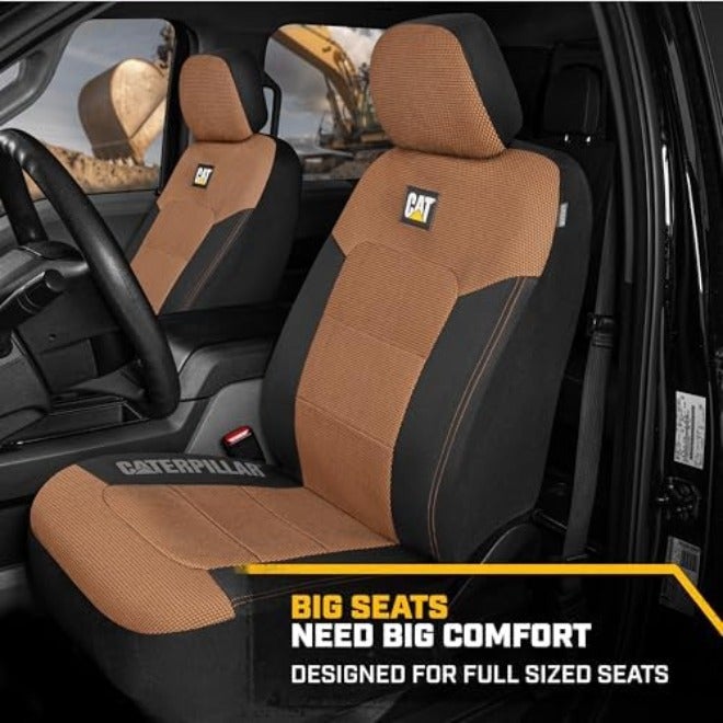 Caterpillar MeshFlex Automotive Seat Covers for Cars Trucks and SUVs (Set of 2) – Beige Car Seat Covers for Front Seats, Truck Seat Protectors with Comfortable Mesh Back, Auto Interior  Covers - Image 5
