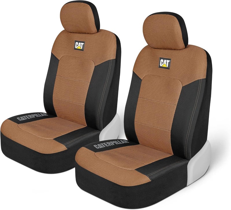 Caterpillar MeshFlex Automotive Seat Covers for Cars Trucks and SUVs (Set of 2) – Beige Car Seat Covers for Front Seats, Truck Seat Protectors with Comfortable Mesh Back, Auto Interior  Covers - Image 2