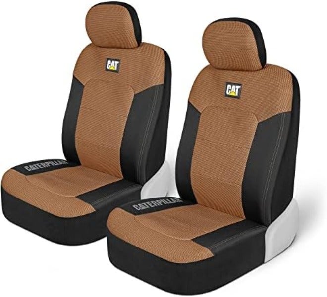 Caterpillar MeshFlex Automotive Seat Covers for Cars Trucks and SUVs (Set of 2) – Beige Car Seat Covers for Front Seats, Truck Seat Protectors with Comfortable Mesh Back, Auto Interior  Covers - Image 3