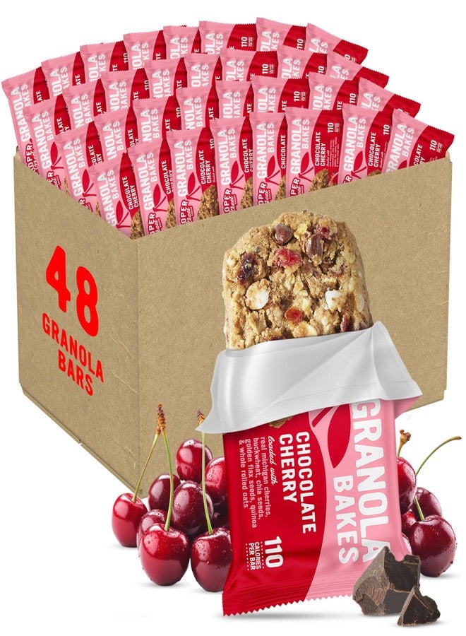 Cooper Street Chocolate Cherry Granola Bakes (48 Count) - Individually Wrapped Soft and Chewy Granola Bars Bulk - Low Sodium, Nut & Dairy Free - Perfect As Healthy Bulk Office or Classroom Snacks - Image 1