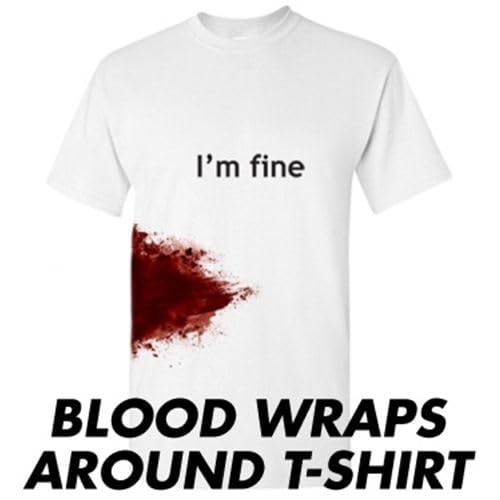 Feelin Good Tees Im Fine Zombie Slash Halloween Costume T Shirt Funny Scary Horror Movie Graphic Tee Novelty Bloody Zombie T-Shirt M Sport Grey - Image 2