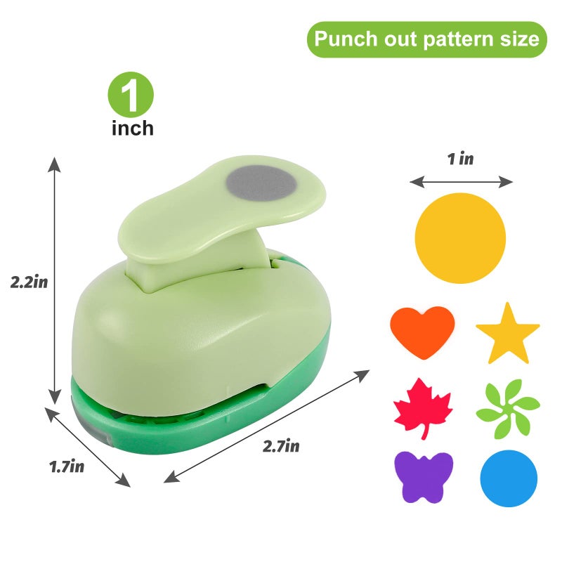UCEC Paper Punches for Crafting, 1 Inch Craft Puncher, 6 Pcs Hole Punch Shapes Cutters for Paper Craft Heart, Circle, Star, Butterfly, Maple Leaf, Flower Punch Sets for DIY Projects Scrapbook - Image 5
