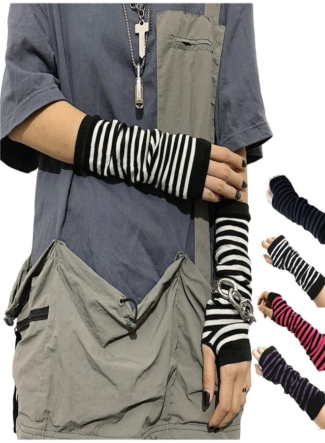 VTTDB Arm covers cute women kawaii japanese harajuku Goth Half Finger Knitted Arm Warmer Y2K Gloves Arm Sleeve for girl, Black, One Size - Image 1