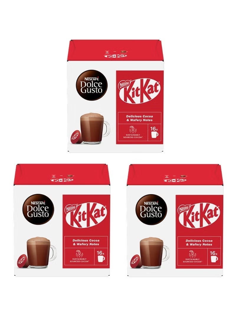 Dolce Gusto KitKat Delicious Cocoa & Wafery Notes 16 Capsules 768grams Pack of 3