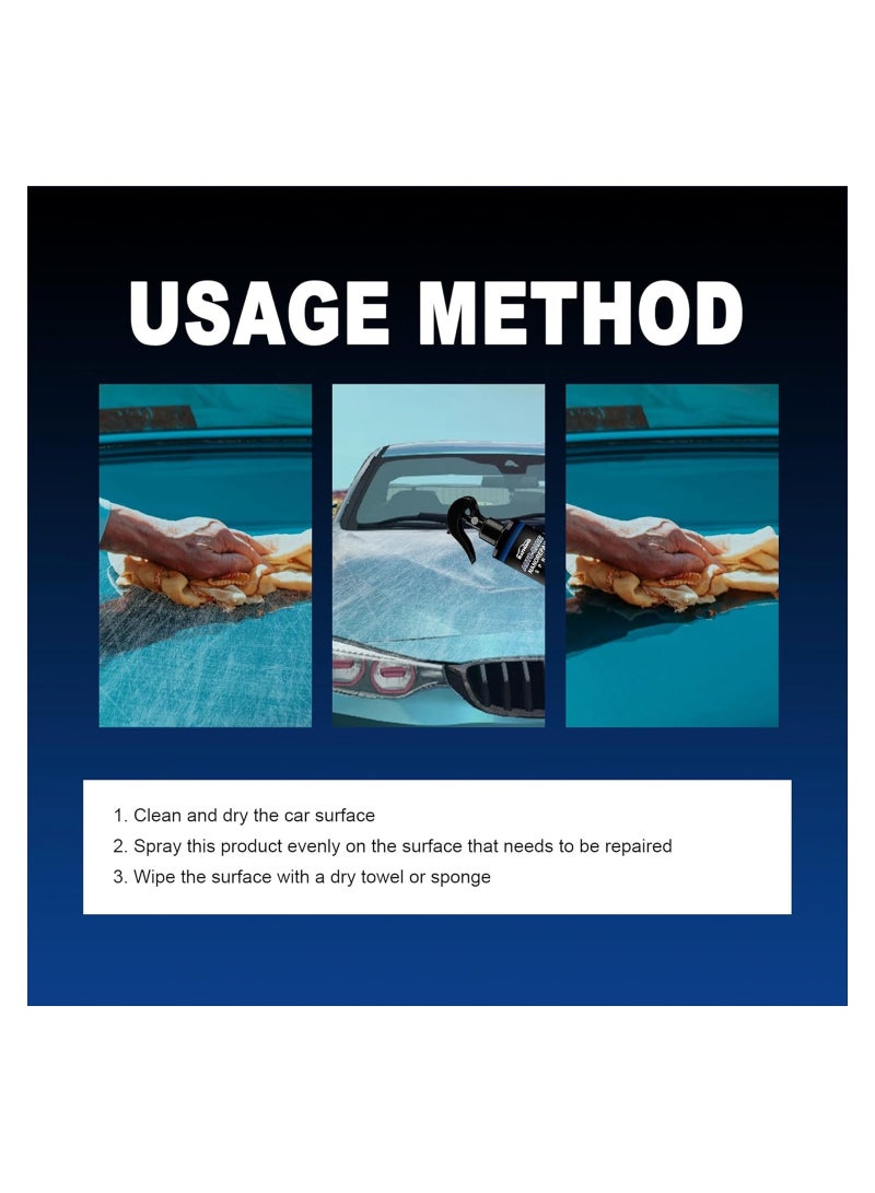 رذاذ إصلاح نانو - عبوتان (120 مل/4.3 أونصة) لإزالة خدوش السيارات على العجلات، الكروم، الطلاء، المعدن، البلاستيك، المطاط، الجلد، المحركات، والسجاد، يشمل ممسحة وإسفنجة. - Image 4