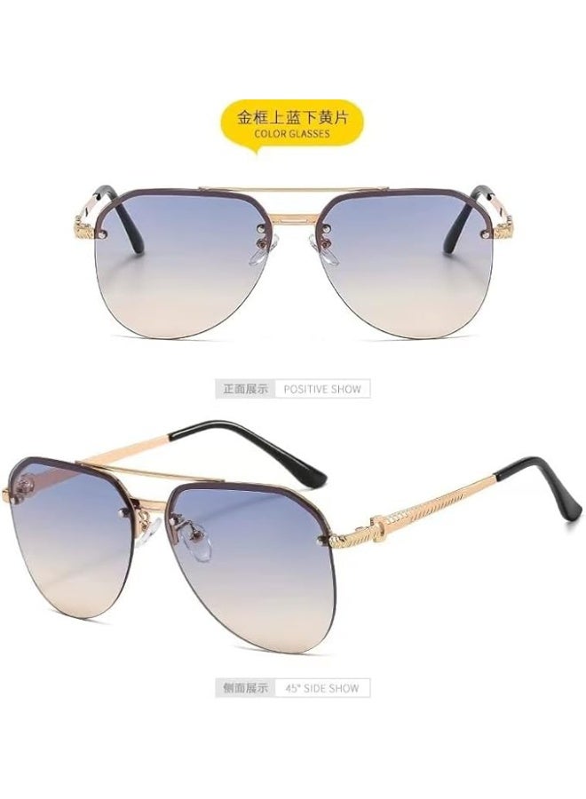 شوداي نظارة شمسية افياتور عصرية كبيرة الحجم للنساء 2025 من شو داي، نظارات شمسية افياتور ريترو لطيفة للحماية من الأشعة فوق البنفسجية وظلال كبيرة - Image 2