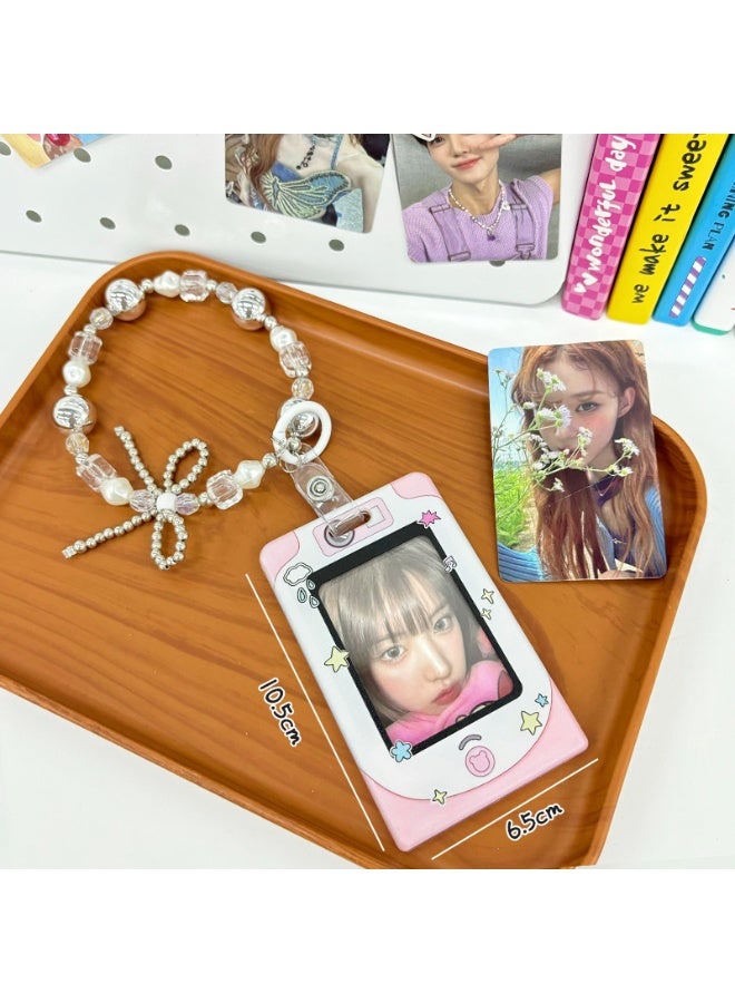 NIBEMINENT 1 - Piece Idols Chase Stars Kpop Photo Card Holder Pendant Key Chain ID Badge Holder ID Card Holder Photo Card Protector for School ID Office ID Access Card for Women Girls