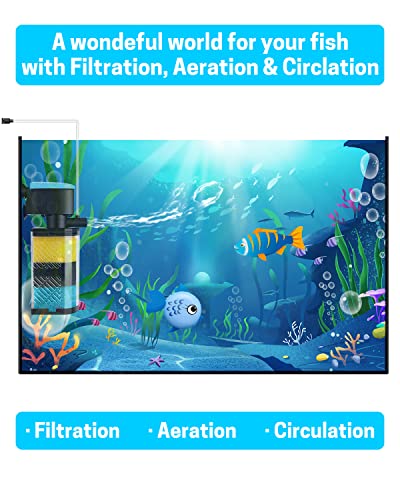 AquaMiracle Aquarium Filter 3-Stage in-Tank Filter Internal Fish Tank Filter Turtle Filter for 40-70 Gallon Fish Tanks with Dual Water Outlet & Aeration - Image 2