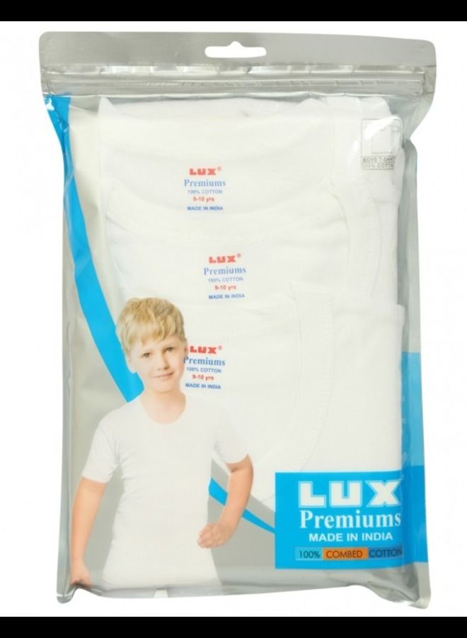 Lux Lux Premium Boys White Colour 1x1 RIB T-Shirt 