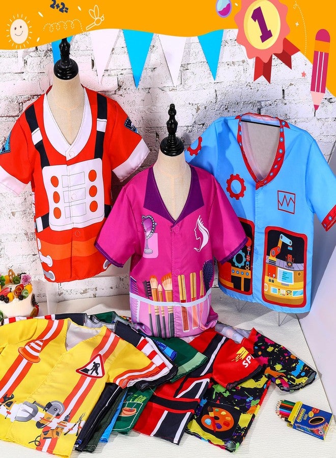 Jiuguva 12 Pcs Dress up Clothes for Kids Role Play Costume for Cosplay Career Costumes Astronaut Construction Worker Racer Engineer Pirate Painter Train Conductor Postman Pilot Barber Referee - Image 2