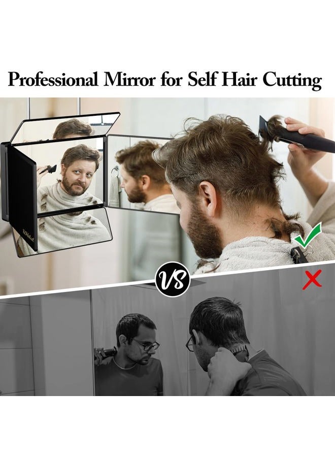 UHdod 5 Way Mirror for Hair Cutting with LED Light, 360° Barber Mirrors with Adjustable Height Brackets, Makeup Mirror for Self Cut, Shaving, Grooming, Good Gifts for Men Women - Image 3