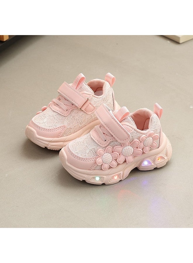 Girls' Flower Light-up Sneakers  Spring New Arrival Children's Soft Anti-slip Breathable Running Shoes Baby Shoes