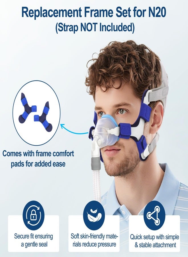MEDICOLOR Replacement Set for AirTouch N20 Medium, Includes Frame, Foam Nasal Cushion (M), Hose Tubing, Extra Softness Comfort & Easy to Use CPAP Supplies, Blue - Image 3