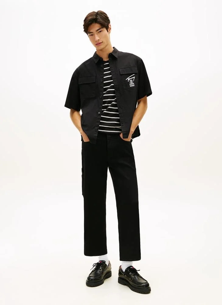 TOMMY JEANS  Boxy Fit Signature Short Sleeve Oxford Shirt for Men | Best Price UAE