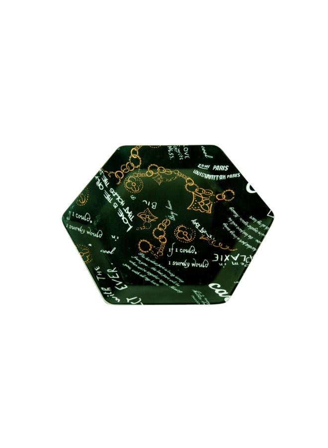6 Parisian Plate Hexagonal Gateau Decoration 22*22*8 cm-Green