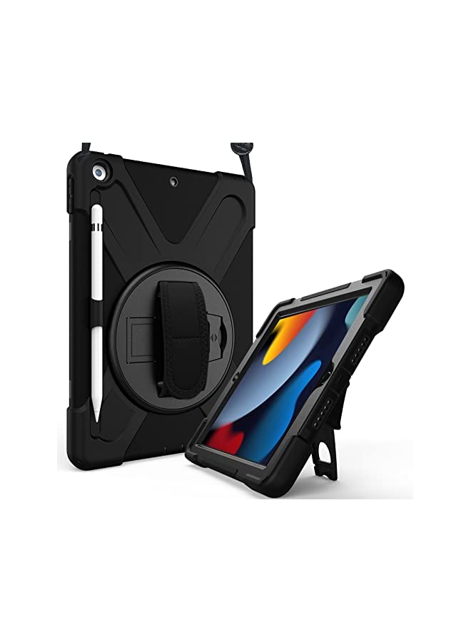 Procases ProCase iPad 10.2 Case 2021 iPad 9th/2020 iPad 8th/2019 iPad 7th Generation Case, Rugged Heavy Duty Shockproof Rotatable Kickstand Protective Cover for 10.2" iPad 9th/8th/7th Gen -Black - Image 2