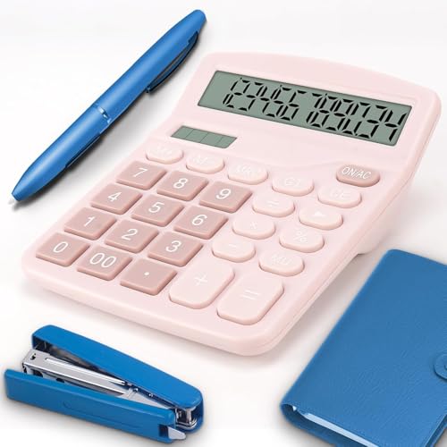 SOLDTRUE 12-Digit Desktop Calculator with Extra Large LCD Screen, Memory & Dual Power | Anti-Slip Base, Easy Big Buttons, Solar & Battery | Office Calculator (Pink) - Image 2