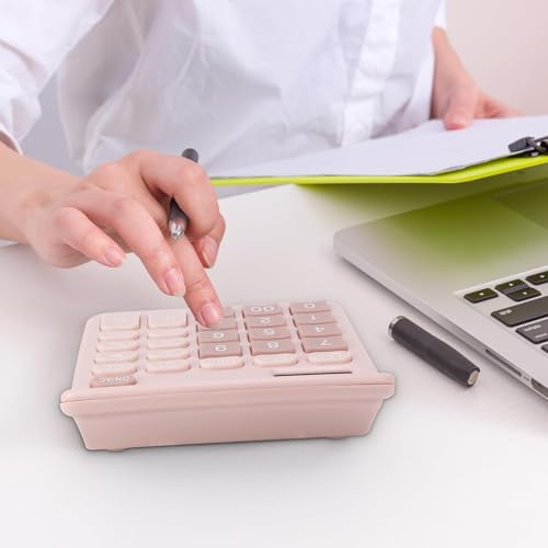 SOLDTRUE 12-Digit Desktop Calculator with Extra Large LCD Screen, Memory & Dual Power | Anti-Slip Base, Easy Big Buttons, Solar & Battery | Office Calculator (Pink) - Image 3