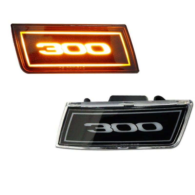 GSOWO 2 PCS Amber LED Side Marker Light for Chrysler 20052014 300 300C with 300 Badge Clear Lens Front Turn Signal Indicator Blinker Lights 45SMD LED Sidemarker Lamps - Image 2