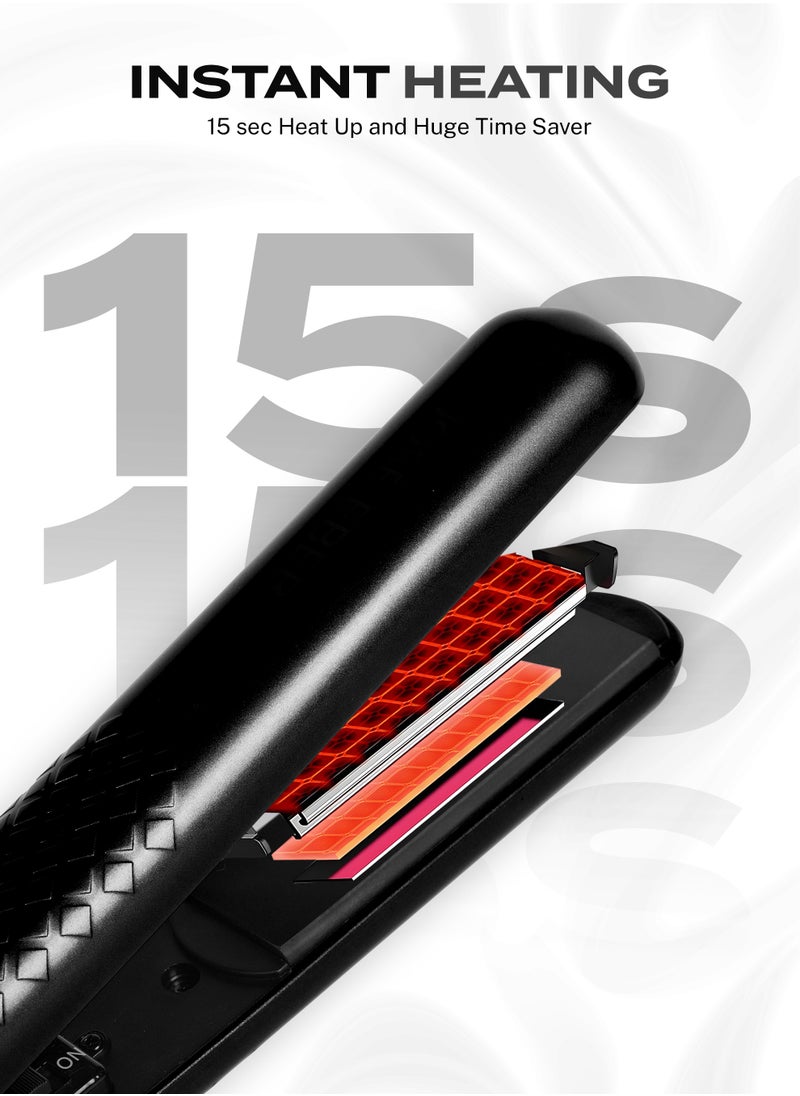 JOSE EBER Pure Ceramic Flat Iron - Frizz-Free Styling Hair Straightener For Salon-Quality Results- Dual Voltage Travel Iron Black  - Image 3