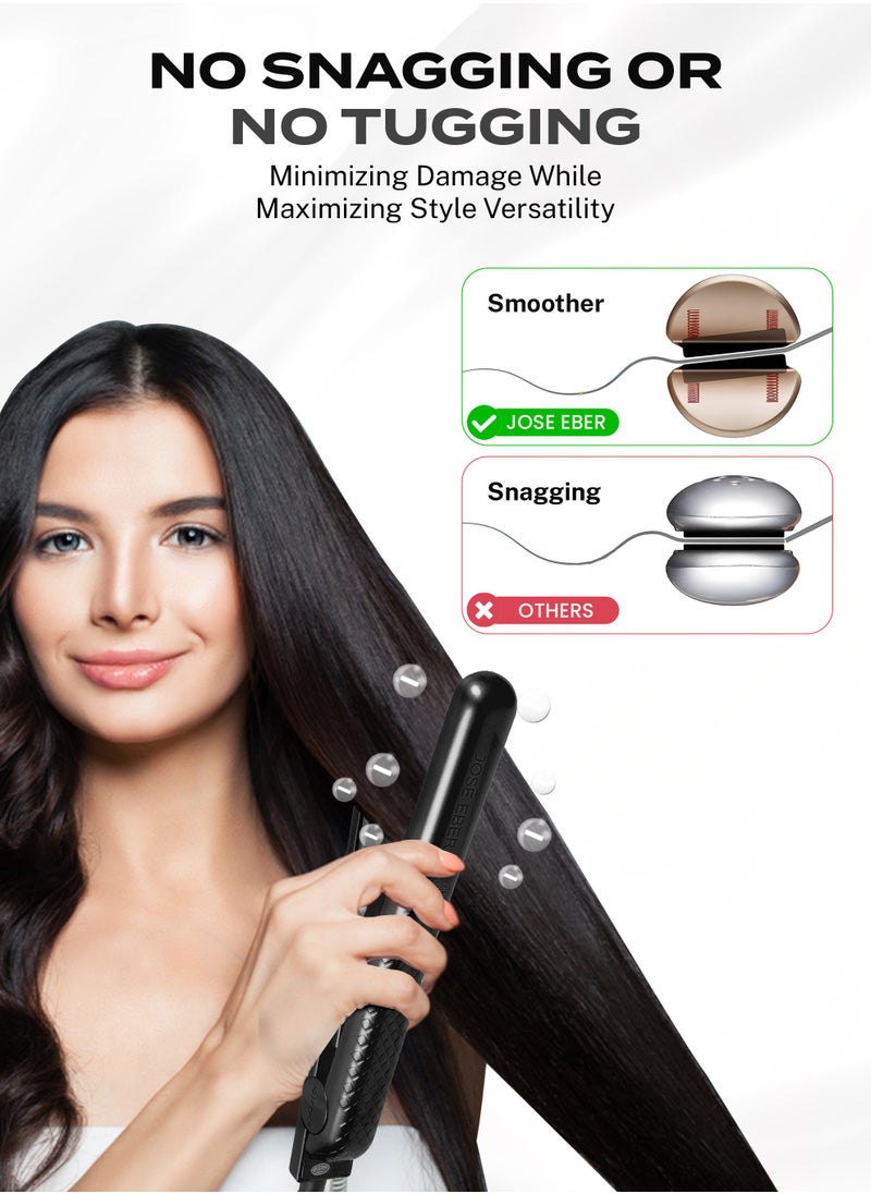 JOSE EBER Pure Ceramic Flat Iron - Frizz-Free Styling Hair Straightener For Salon-Quality Results- Dual Voltage Travel Iron Black  - Image 4