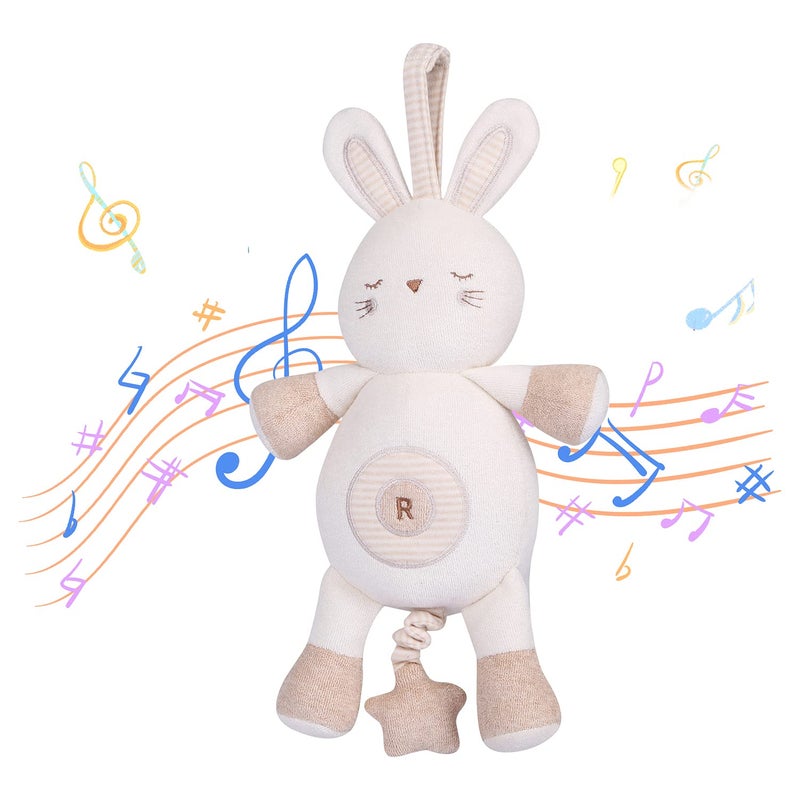 COTTONBEBE Newborn Baby Toys Soft Cotton Stuffed Bunny Toy with Lullaby Music for Boy  Girl Babies 0346 MonthsEaster Gift for Baby Rabbit - Image 2