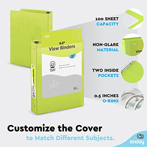 Enday ½ Inch 3 Ring Binder, .5 Inch Round Ring Clear View Cover with 2 Inside Pockets Binders, Colored School Supplies Binders in Grey, Pink, Blue, Purple, Green and Red, Multicolor (6 PC) – by Enday - Image 4