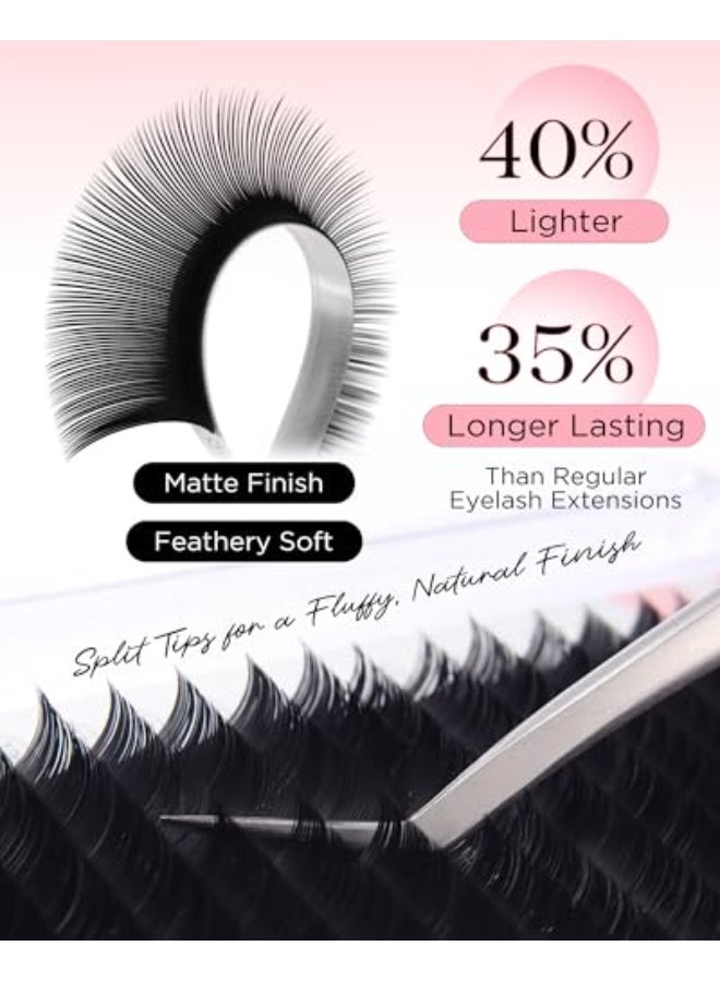BEYELIAN Flat Eyelash Extension Ellipse Lash Extensions 020 D Curl 11mm 16 Rows Matte Black Eyelash Extension Supplies Classic Lash Extensions Individual Eyelashes Salon Use - Image 4