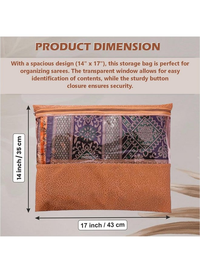 JD FRESH أكياس ساري غير منسوجة كبيرة من JD FRESH عدد 6 للتخزين / أكياس ساري بسحاب / حقيبة تخزين متعددة الأغراض لليهينغا / أغطية ملابس للفساتين / الساري / الهنغا (14x17 بوصة) - Image 2