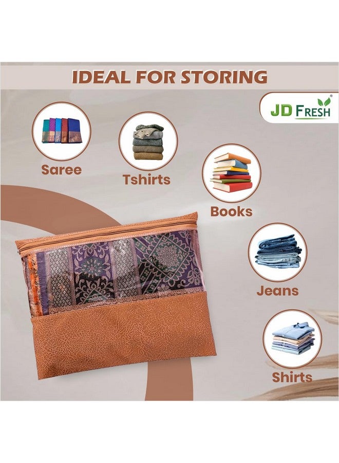 JD FRESH أكياس ساري غير منسوجة كبيرة من JD FRESH عدد 6 للتخزين / أكياس ساري بسحاب / حقيبة تخزين متعددة الأغراض لليهينغا / أغطية ملابس للفساتين / الساري / الهنغا (14x17 بوصة) - Image 3