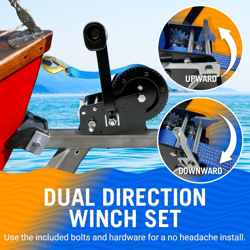 Better Boat 3200 lb Capacity Trailer Winch with Strap and Hook - Image 2