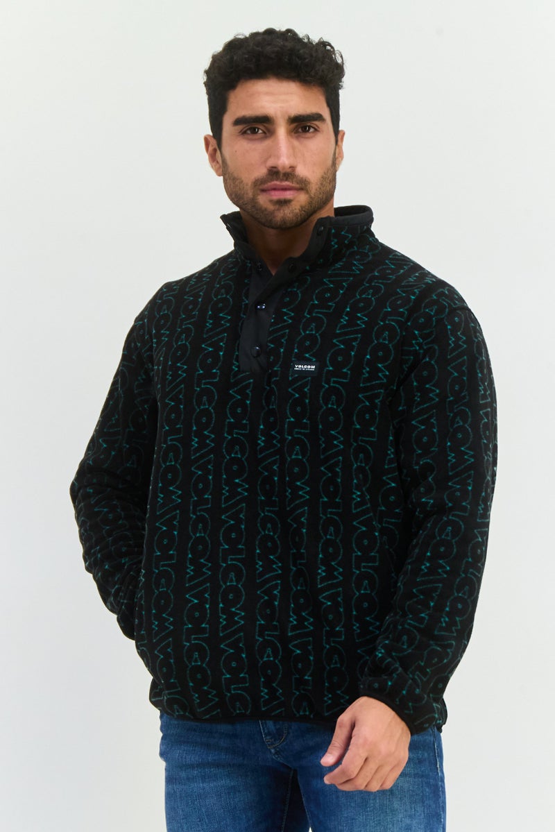 Volcom Men Allover Print Fleece Sweatshirts, Black  - Image 1