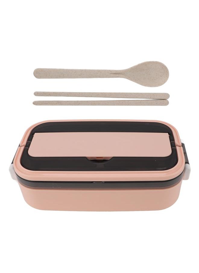 Thoraya 304 Stainless Steel Bento Box Adult Lunch Box Single Layer Microwave Safe Portable Split Bento Box for Students Office Workers Light Pink  - Image 1