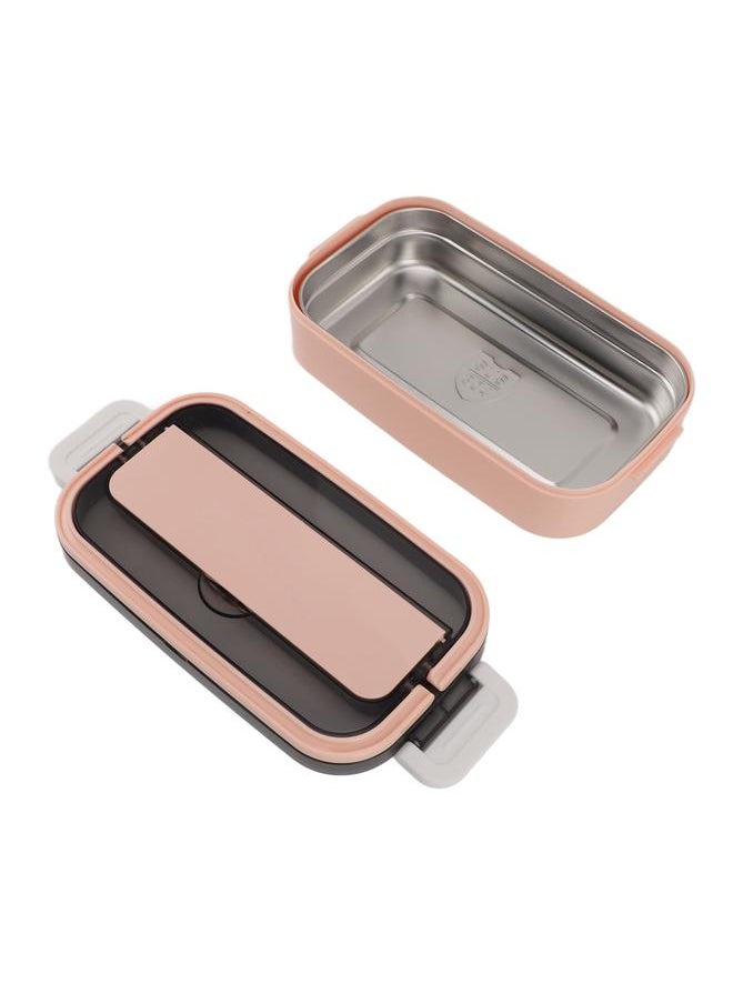 Thoraya 304 Stainless Steel Bento Box Adult Lunch Box Single Layer Microwave Safe Portable Split Bento Box for Students Office Workers Light Pink  - Image 2