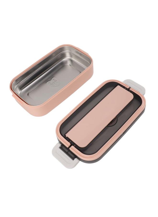 Thoraya 304 Stainless Steel Bento Box Adult Lunch Box Single Layer Microwave Safe Portable Split Bento Box for Students Office Workers Light Pink  - Image 3