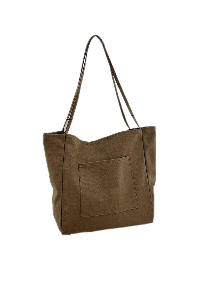 Glowic Large Canvas Tote Bags for Women | Shopping Bag for Grocery, Travel, Beach | Shoulder Handbags for Women, College Bags for Girls Stylish Trendy(WBAG-49), Brown - Image 1