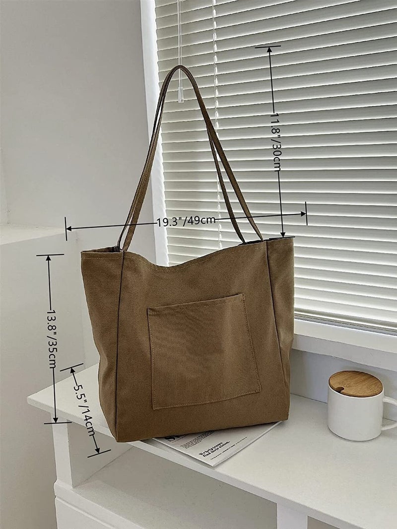 Glowic Large Canvas Tote Bags for Women | Shopping Bag for Grocery, Travel, Beach | Shoulder Handbags for Women, College Bags for Girls Stylish Trendy(WBAG-49), Brown - Image 2