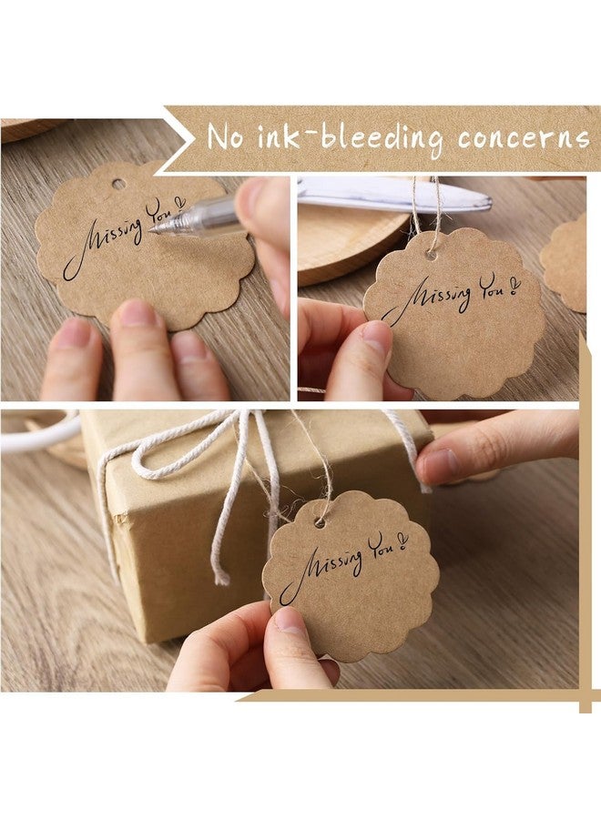 Mudrit Scalloped Shaped Kraft Plain Paper Tags, Handmade Gift Tags 3” Round Labels with Jute Twine, Perfect for Arts and Crafts, DIY, Wedding Party Favor - (Pack of 200) - Image 5