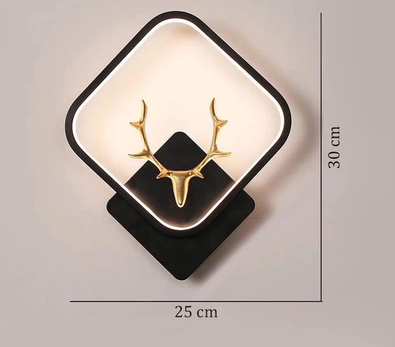 LIODOR 6W Multi-Color Aluminium Square Deer Head Fancy Wall Lamp, Night Lamp for Bedroom, Living Room, Over Sofa Side Wall(Warm White, Cool White & Neutral White) (Black) - Image 3