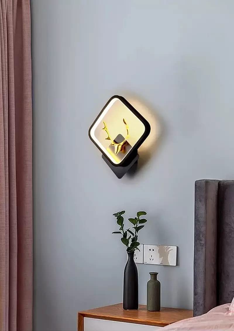 LIODOR 6W Multi-Color Aluminium Square Deer Head Fancy Wall Lamp, Night Lamp for Bedroom, Living Room, Over Sofa Side Wall(Warm White, Cool White & Neutral White) (Black) - Image 5