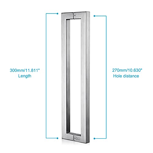 TOGU TG-R3030 300mm/12 inches Solid Standoffs Heavy-Duty Commercial Grade-304 Stainless Steel Push Pull Door Handle, Full Brushed Stainless Steel Finish - Image 2